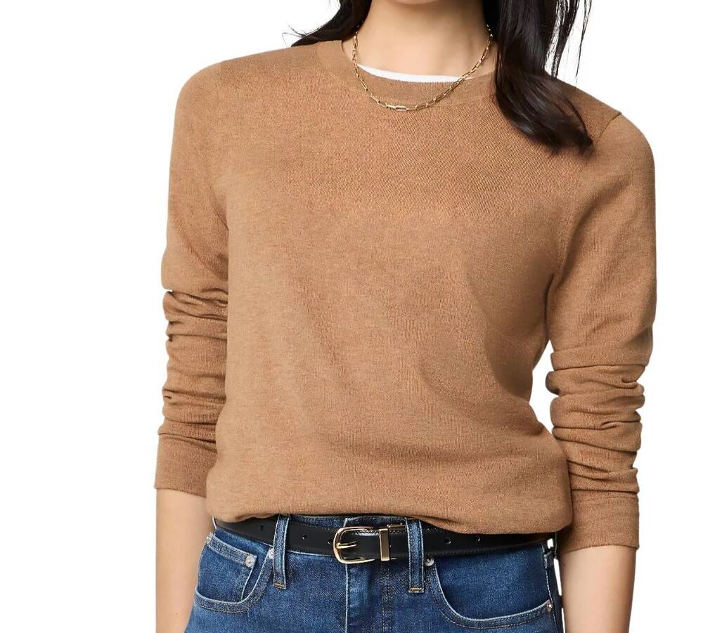 J. Crew Sweater Women's Medium Camel Tan Wool Cotton Teddie Classic Neutral